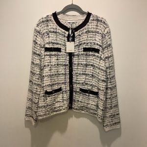 NEW Sioni Size XL Open Front Cardigan Businesses Sweater Black And White